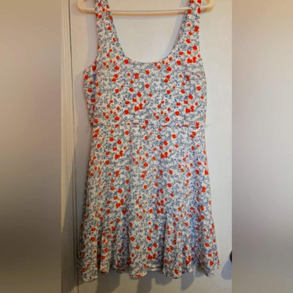 Trixxi Floral Mini Dress - Blue and Orange Size XL